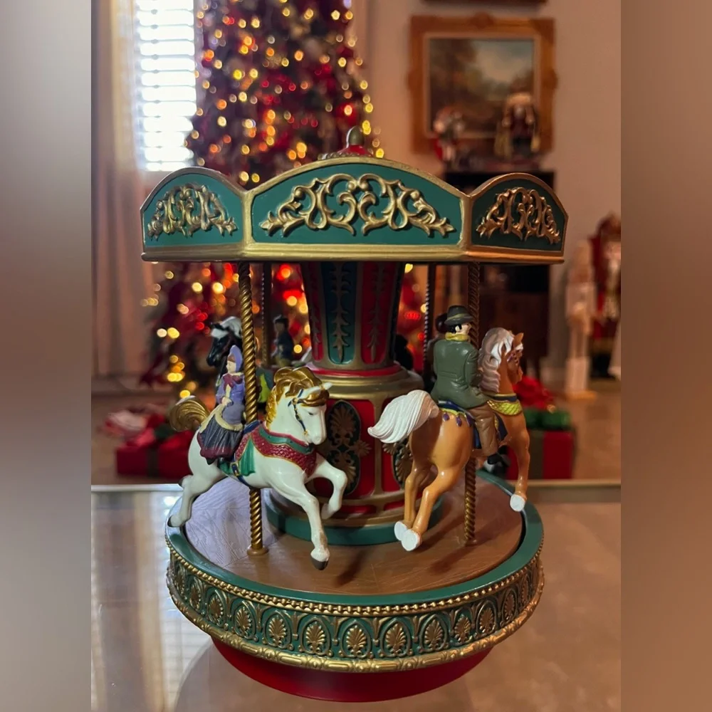Vintage Mr Christmas Animated Holiday Carousel Merry Go Round Musical